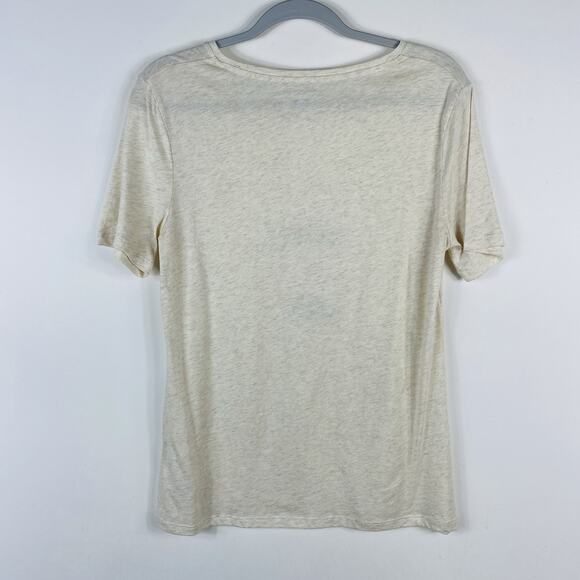 Banana Republic Size Small Stay Humble Be Kind Graphic Tee Top Tan Cotton Modal - Picture 2 of 4